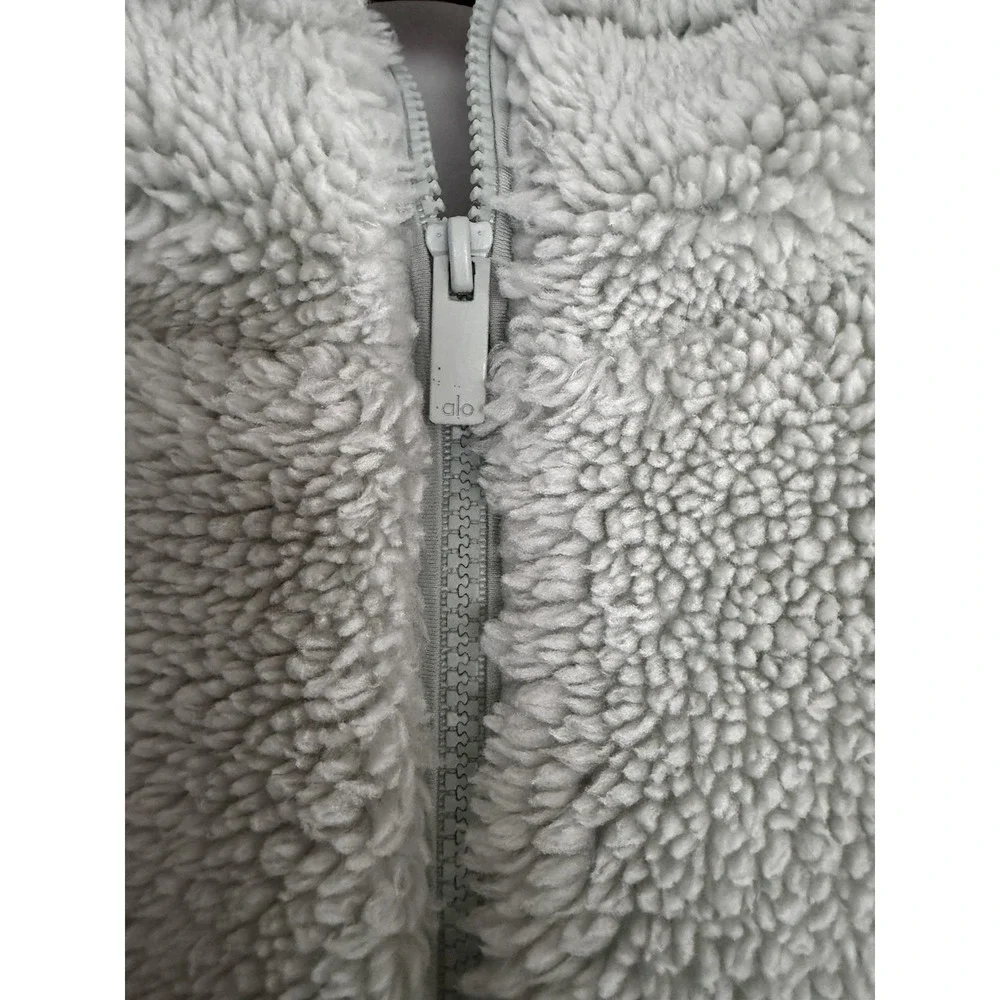 Alo Yoga Streetside Half Zip Sherpa Hoodie Pullover Light Green Women's‎ Medium